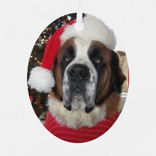 Santa Saint Bernard Ornament Metal (Voorkant)
