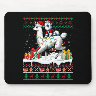 Santa Samoyed Riding Llama Christmas Sweater Lover Muismat