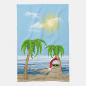 Santa Sandman met palmbomen Theedoek (Verticaal)