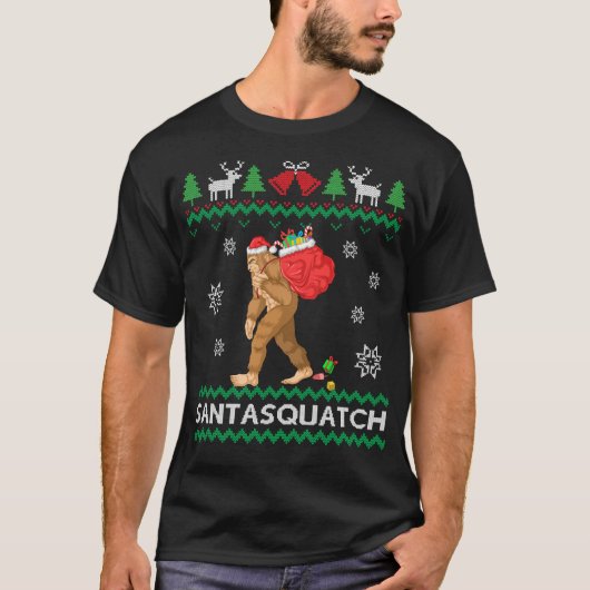 SANTA SAQUATCH GROTE kerst T-shirt (Voorkant)