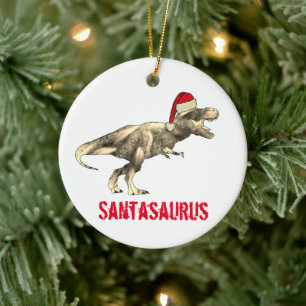 Santa saurus Kerstmis Dinosaur Scary T Rex Elf Keramisch Ornament