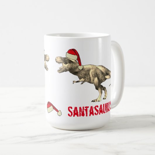 Santa saurus Kerstmis Dinosaur Scary T Rex Elf Koffiemok (Voorkant rechts)