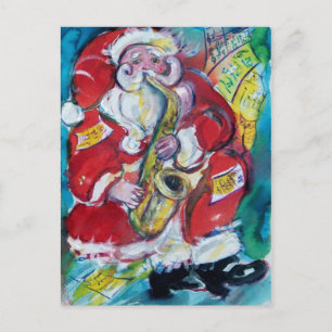 SANTA & SAX, KERSTPARTY BRIEFKAART