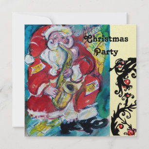 SANTA & SAX, KERSTPARTY Goud Metaalglans Kaart