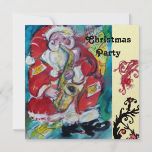 SANTA & SAX, KERSTPARTY Goud Metaalglans Kaart