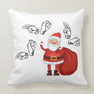 Santa Says Ho Ho Ho in ASL Kussen