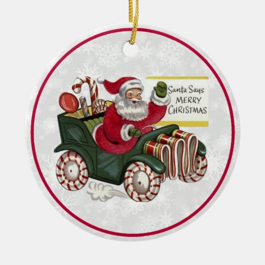 Santa Says Merry Kerstmis Keramisch Ornament (Voorkant)