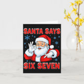 Santa Says Six Seven Funny Gen Z Christmas Gag Bra Kaart (Gele Bloem)