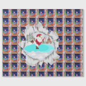 Santa schaatsen inpakpapier (Vlak)