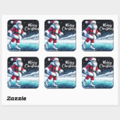 Santa schaatsen op het winterfeest vierkante sticker (Vel)