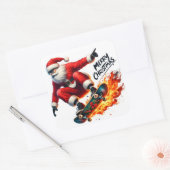 Santa Schaatsen vreugdevol bij zonsondergang Vierkante Sticker (Envelop)