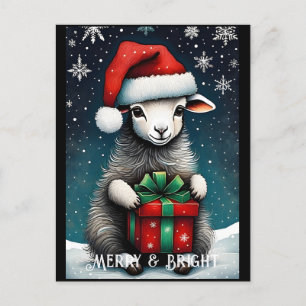 Santa Schattige Baby Sheep Christmas Gift Holiday Briefkaart