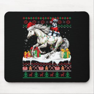 Santa Schnauzer Riding Horse Christmas Sweater Lov Muismat