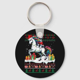 Santa Schnauzer Riding Unicorn Kersttrui L Sleutelhanger