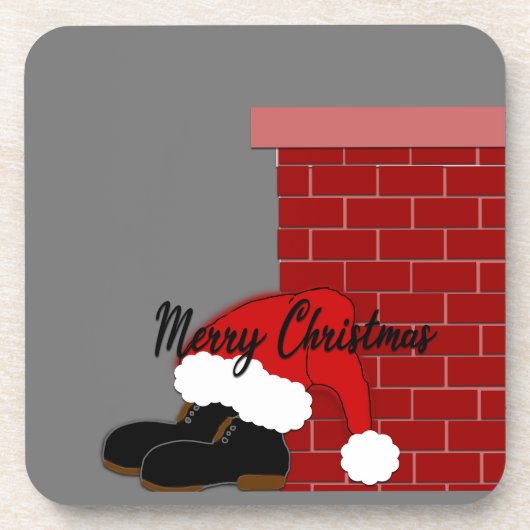Santa schoenen schoorsteen bier onderzetter (Voorkant)