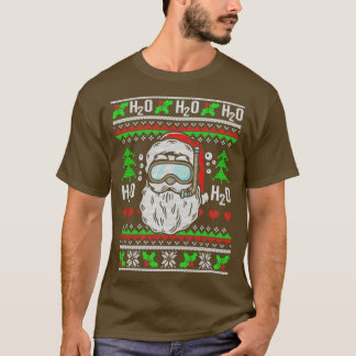 Santa Scuba Diving H2O H2O H2O Funny Ugly Christma T-shirt
