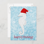 Santa Seahorse personaliseren Feestdagenkaart (Voorkant / Achterkant)