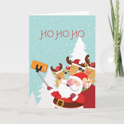 Santa Selfie-kerstKaart Feestdagen Kaart (Voorkant)