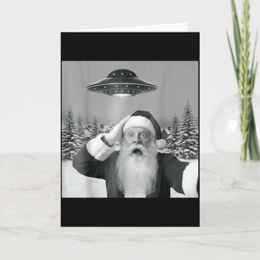 Santa Selfie With Reindeer Ufo Funny Xmas Men Wome Kaart (Voorkant)