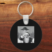 Santa Selfie With Reindeer Ufo Funny Xmas Men Wome Sleutelhanger (Voorkant)