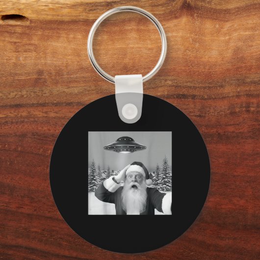 Santa Selfie With Reindeer Ufo Funny Xmas Men Wome Sleutelhanger (Voorkant)