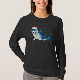 Santa Shark Christmas Lights Sharkmas Tree Xmas Bo T-shirt