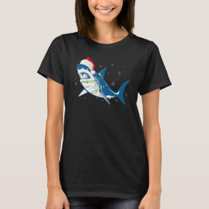 Santa Shark Christmas Lights Sharkmas Tree Xmas Bo T-shirt