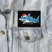 Santa Shark Christmas Lights Sharkmas Tree Xmas Button (Insitu)