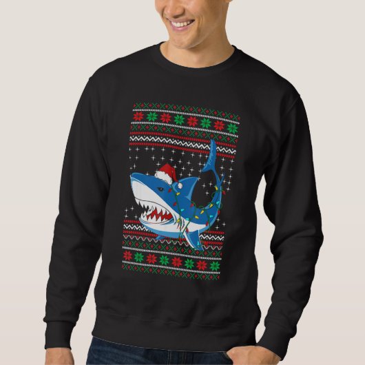 Santa Shark  Christmas Ugly Sweater For Men Women  (Voorkant)