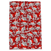 Santa Shark-kerstachtergrond Medium Cadeauzakje (Voorkant)