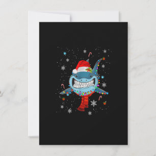 Santa Shark-kerstlampjes Funny Boys Sharkmas X Kaart
