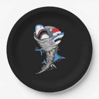 Santa Shark Tornado Merry Kerstmis Papieren Bordje