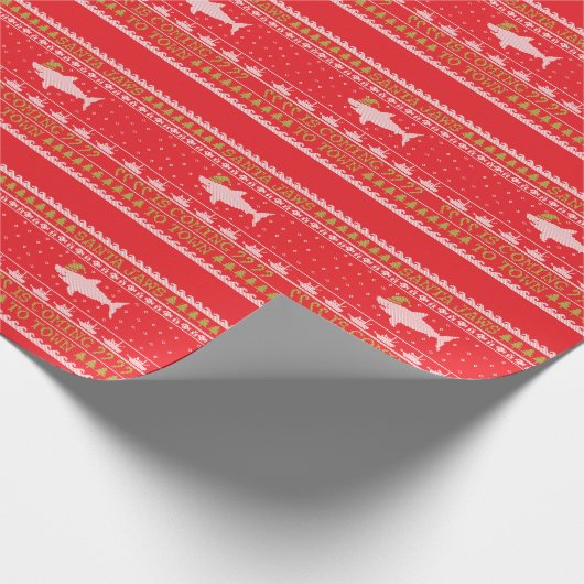 Santa Shark Ugly KerstSweater Gift Wrap Cadeaupapier (Hoek)