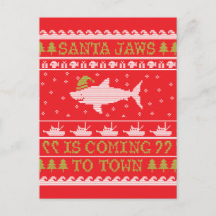 Santa Shark Ugly Sweater Christmas Shark Feestdagenkaart