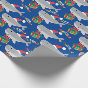 Santa Shark Wrapping Paper Cadeaupapier