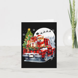 Santa Shiba Inu op pick-up truck Kerst eigenaar Ki Kaart