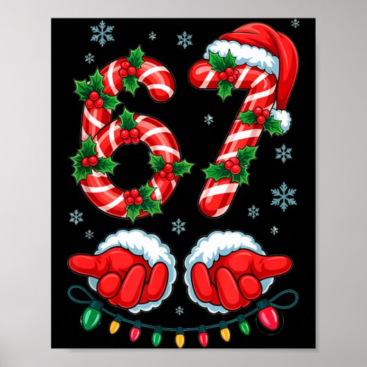 Santa Six Seven 67 Meme Christmas 67 Candy Cane Ki Poster (Voorkant)