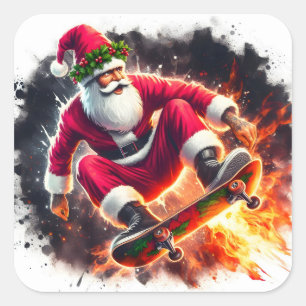 Santa Skateboarding trucs buiten Vierkante Sticker
