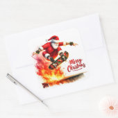 Santa Skateboards met kerstsfeer Vierkante Sticker (Envelop)