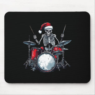 Santa Skeleton speelt drumpercussionist Muismat