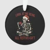 Santa Skeleton with Cat Holiday Snark Ornament (voorkant)