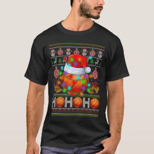 Santa Sketll Ll Kerstboom Licht Horrendelijke Kers T-shirt