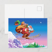 Santa Ski Kerstkaart Feestdagenkaart (Voorkant / Achterkant)