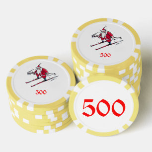 Santa Skiën geel 500 gestreepte poker chip