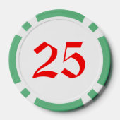 Santa Skiën groen 25 gestreepte poker chip (Achterkant)