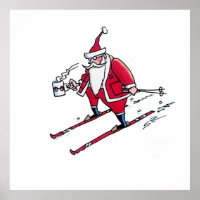 Santa Skiën waarde matte poster