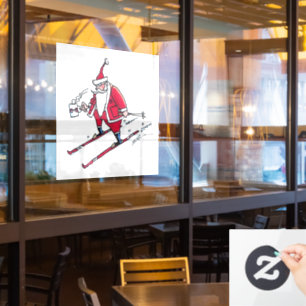 Santa Skiën wit venster cling Raamsticker