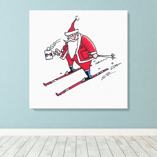 Santa Skiescanvasafdruk Canvas Afdruk (Insitu (Houten vloer))