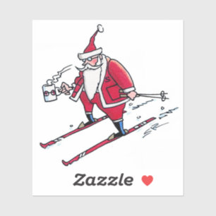 Santa Skiing contour sticker