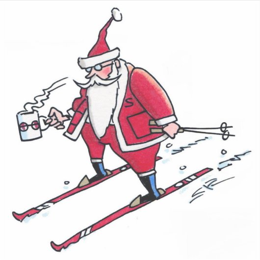 Santa Skiing contour sticker (Voorkant)